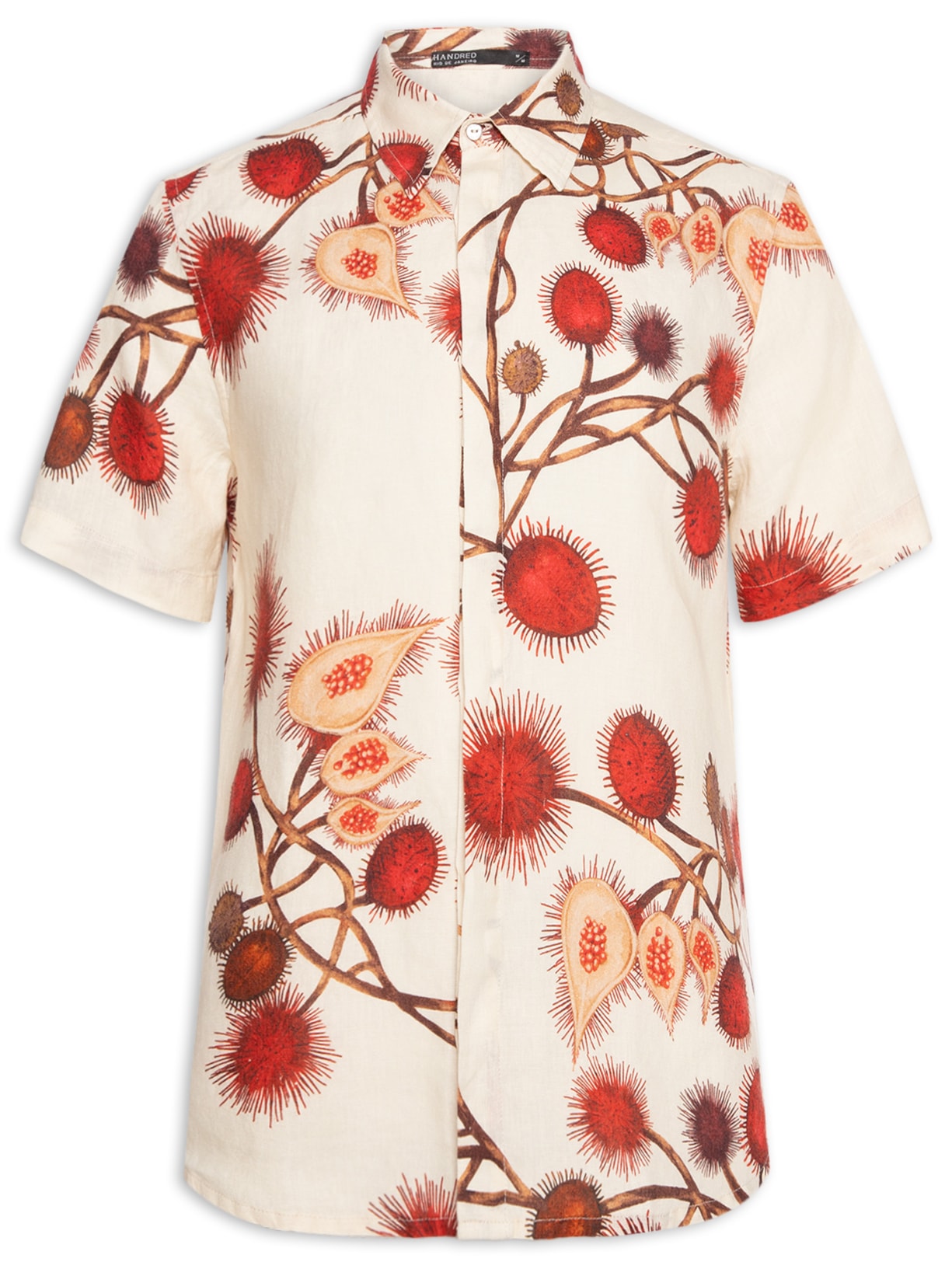 Camisa Masculina Linho Manga Curta Urucum - Bege