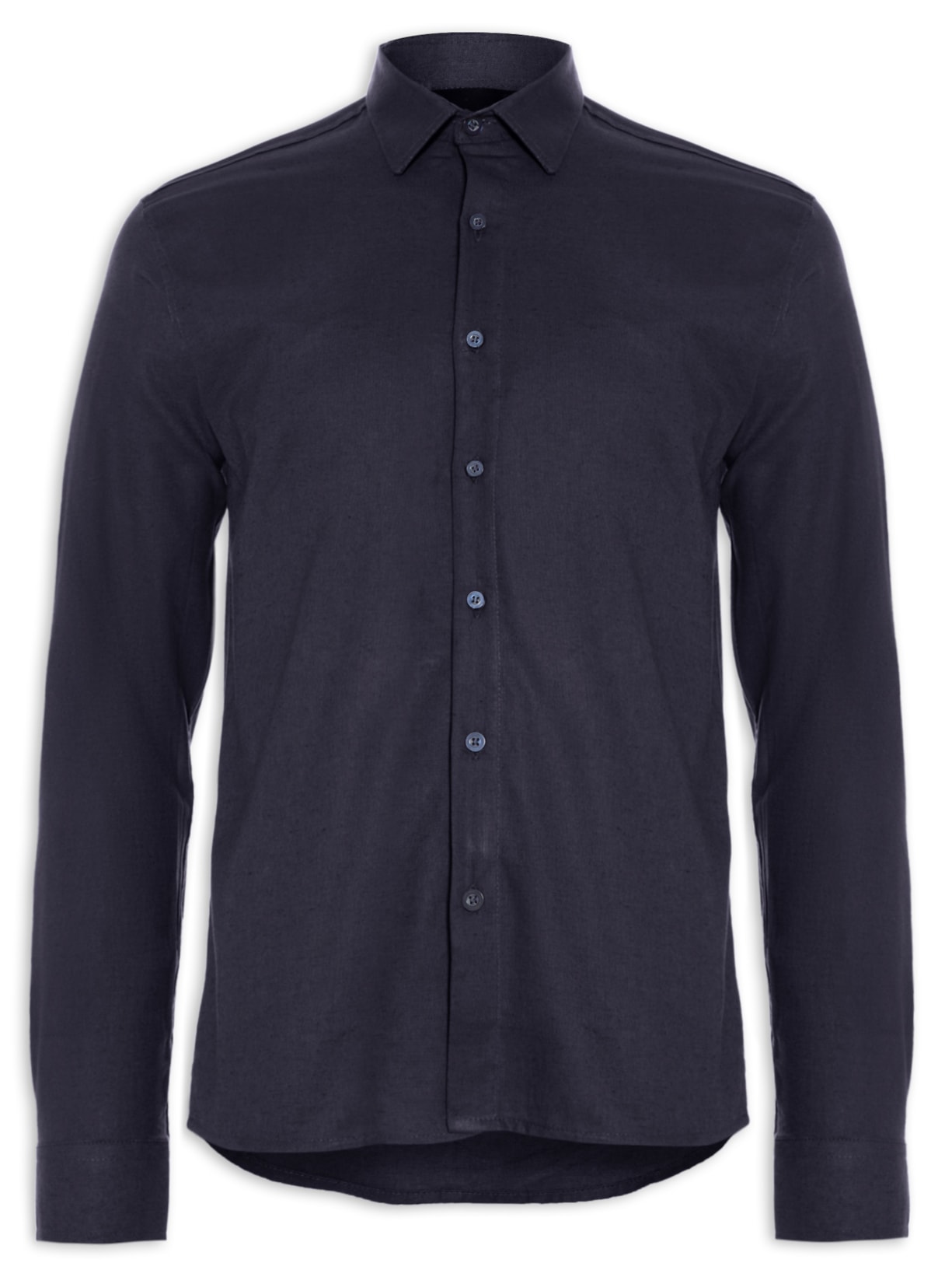 Camisa Masculina Linho Manga Longa - Azul