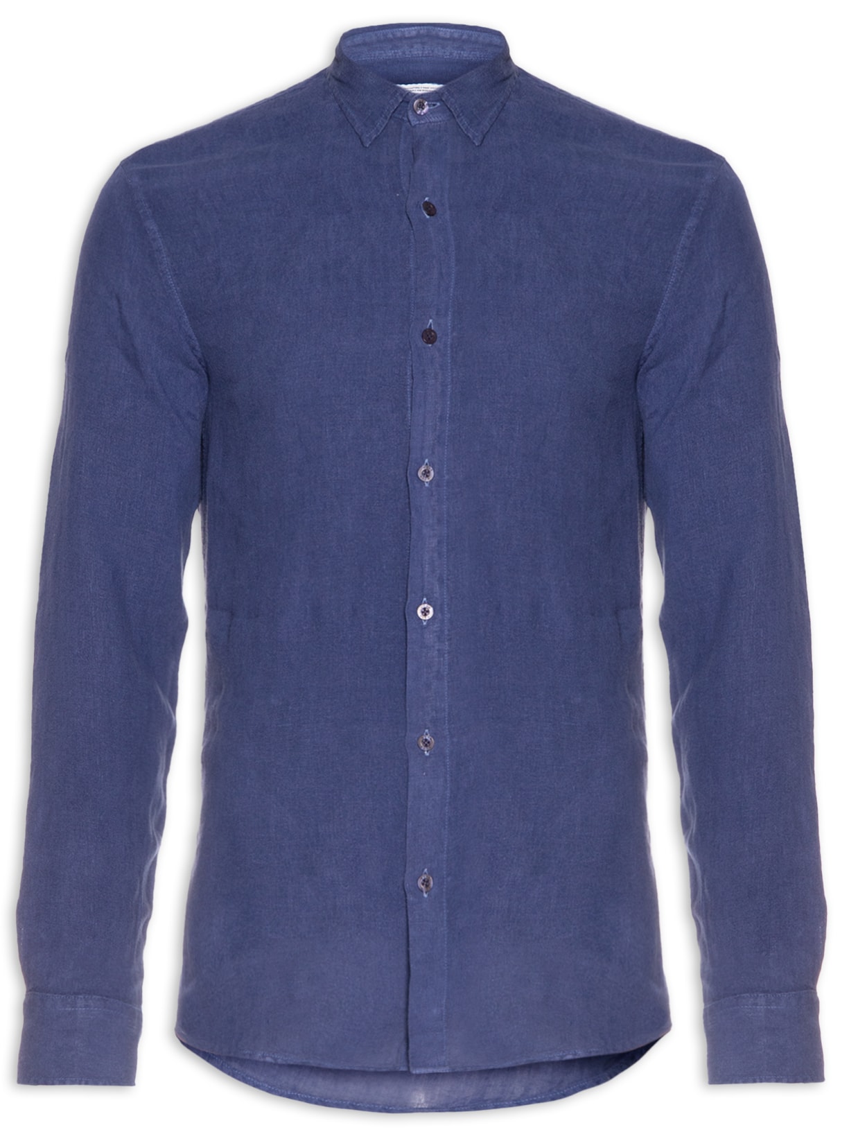 Camisa Masculina Linho Manga Longa Azul Kour