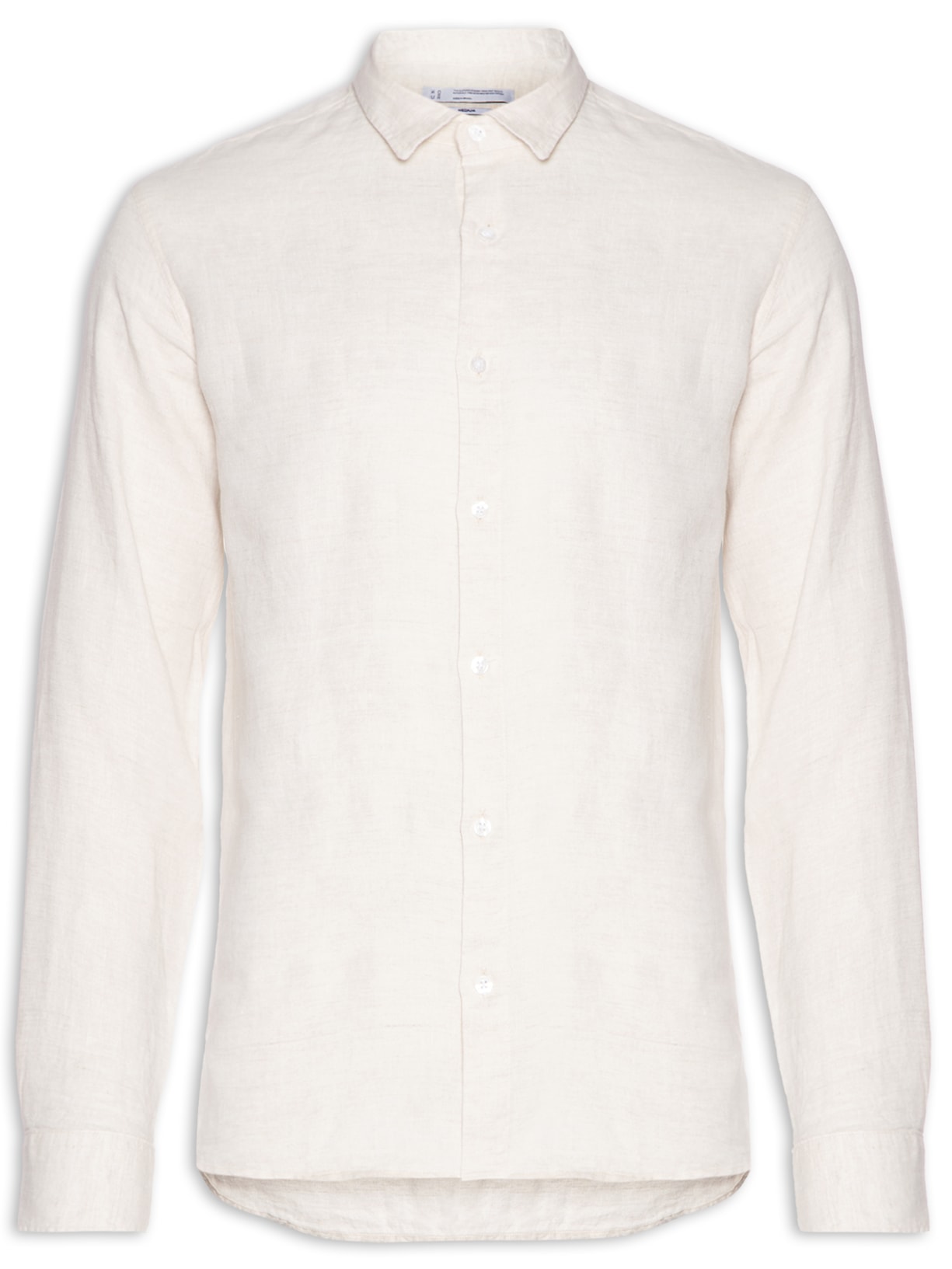 Camisa Masculina Linho Manga Longa Bege Kour