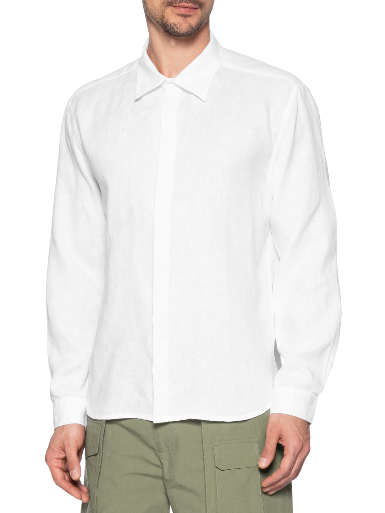 Camisa Masculina Linho Manga Longa Branco Handred