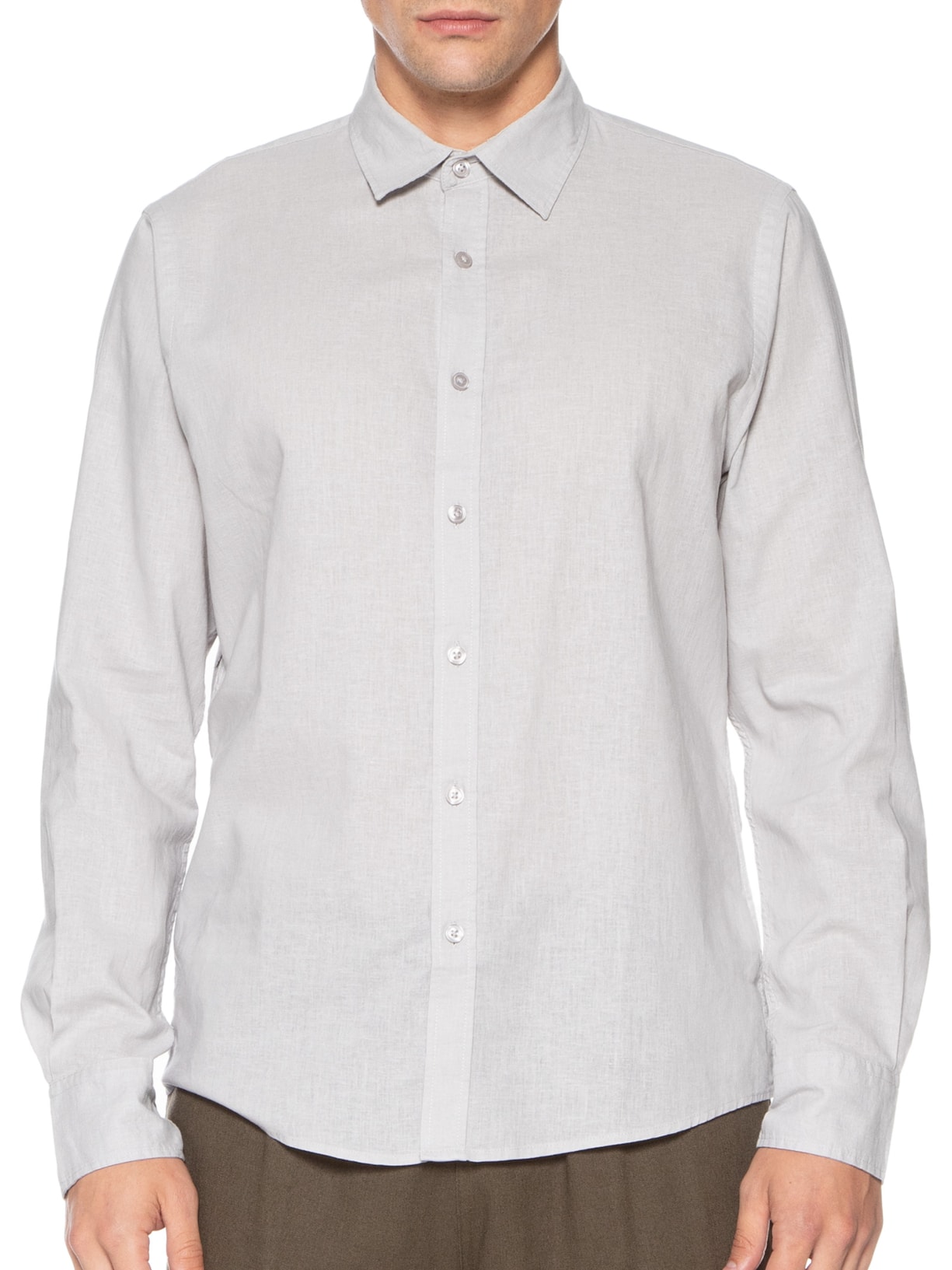 Camisa Masculina Linho Manga Longa Cinza '2 Essential