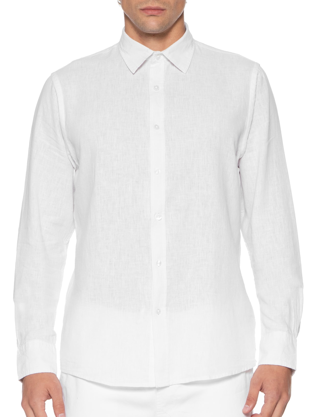 Camisa Masculina Linho Manga Longa Off White '2 Essential