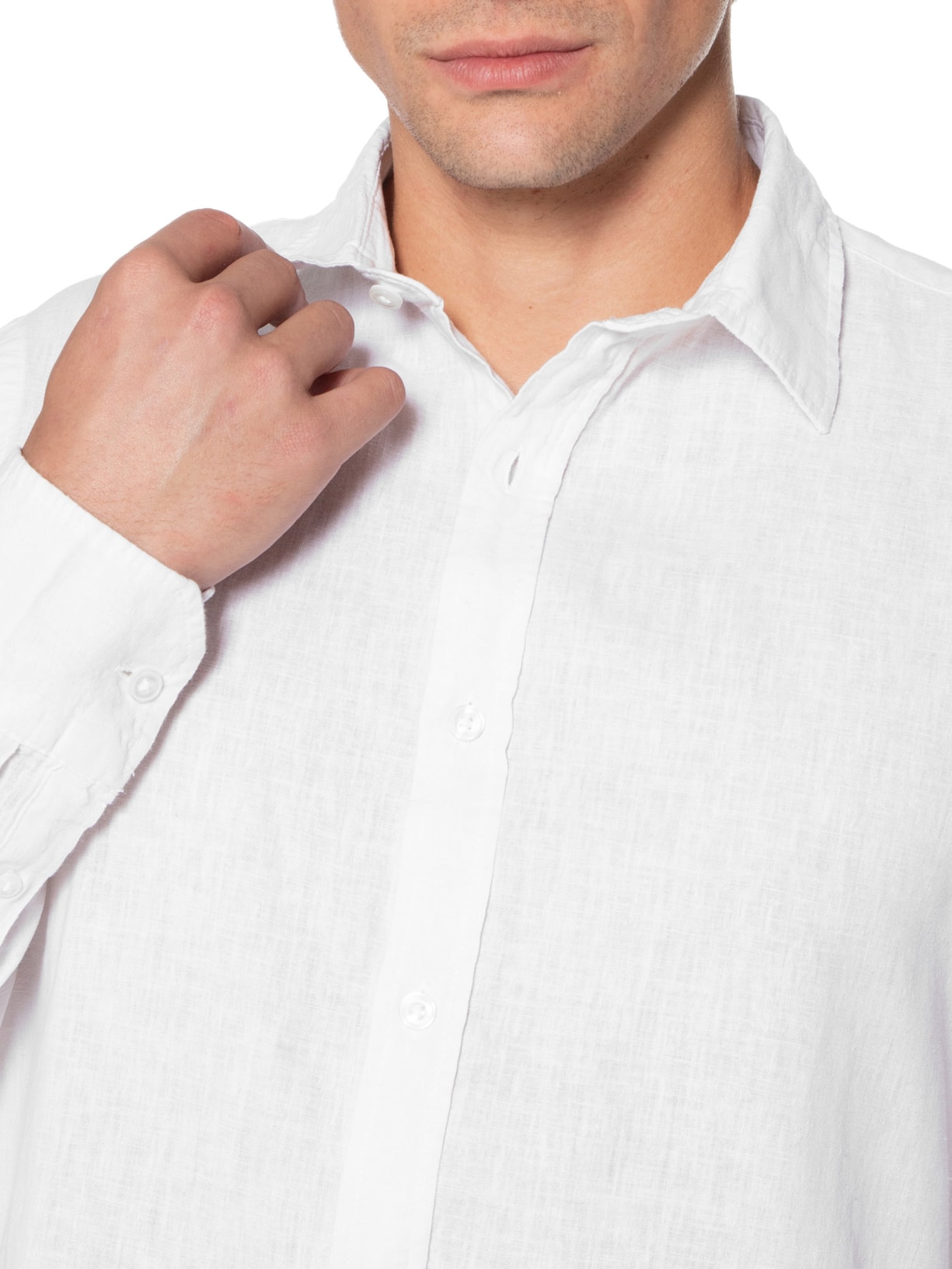 Camisa Masculina Linho Manga Longa Off White '2 Essential