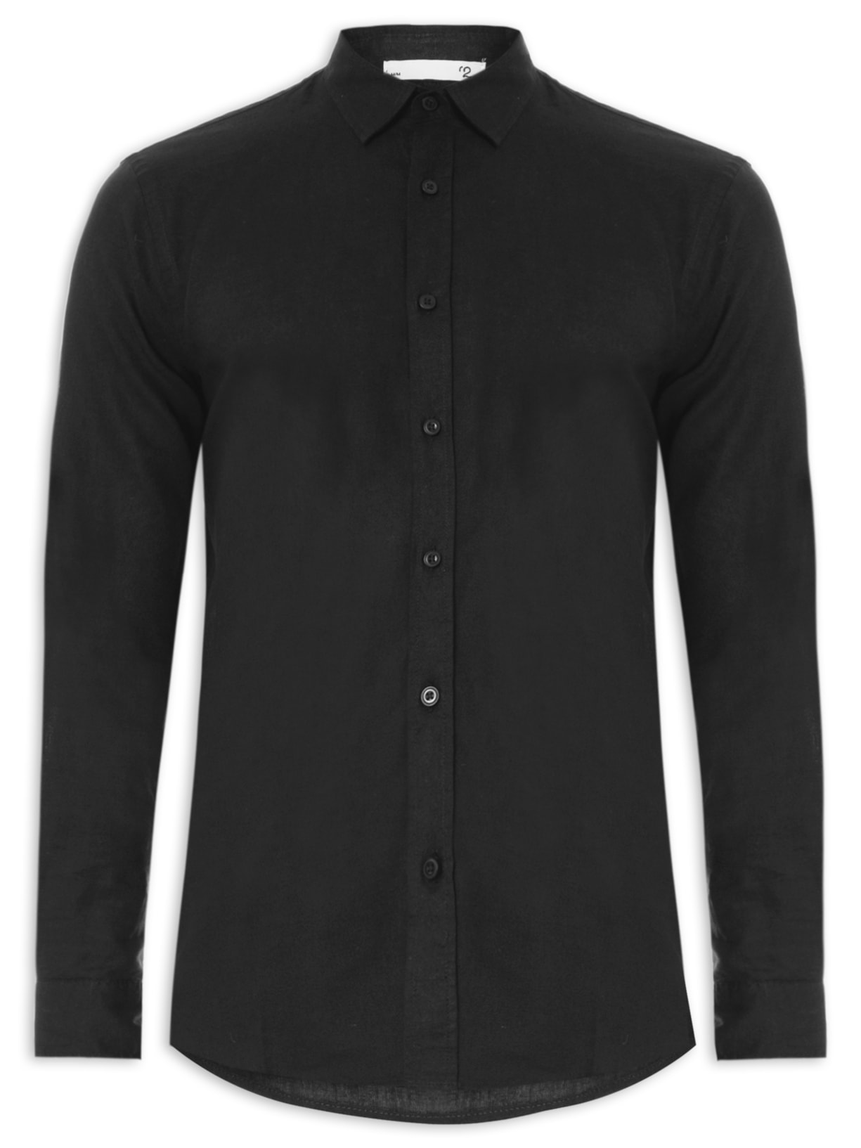 Camisa Masculina Linho Manga Longa - Preto