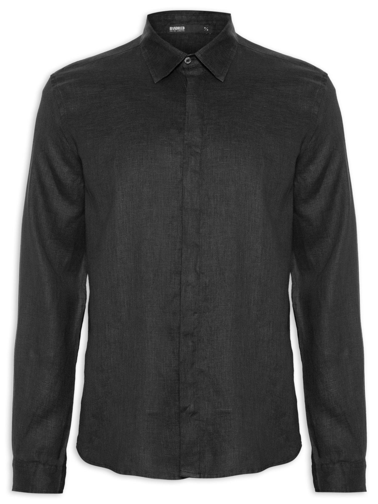Camisa Masculina Linho Manga Longa - Preto