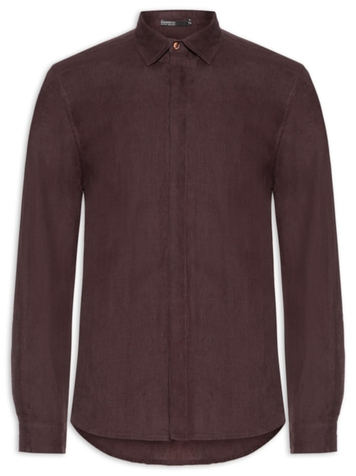 Camisa Masculina Linho Manga Longa - Roxo