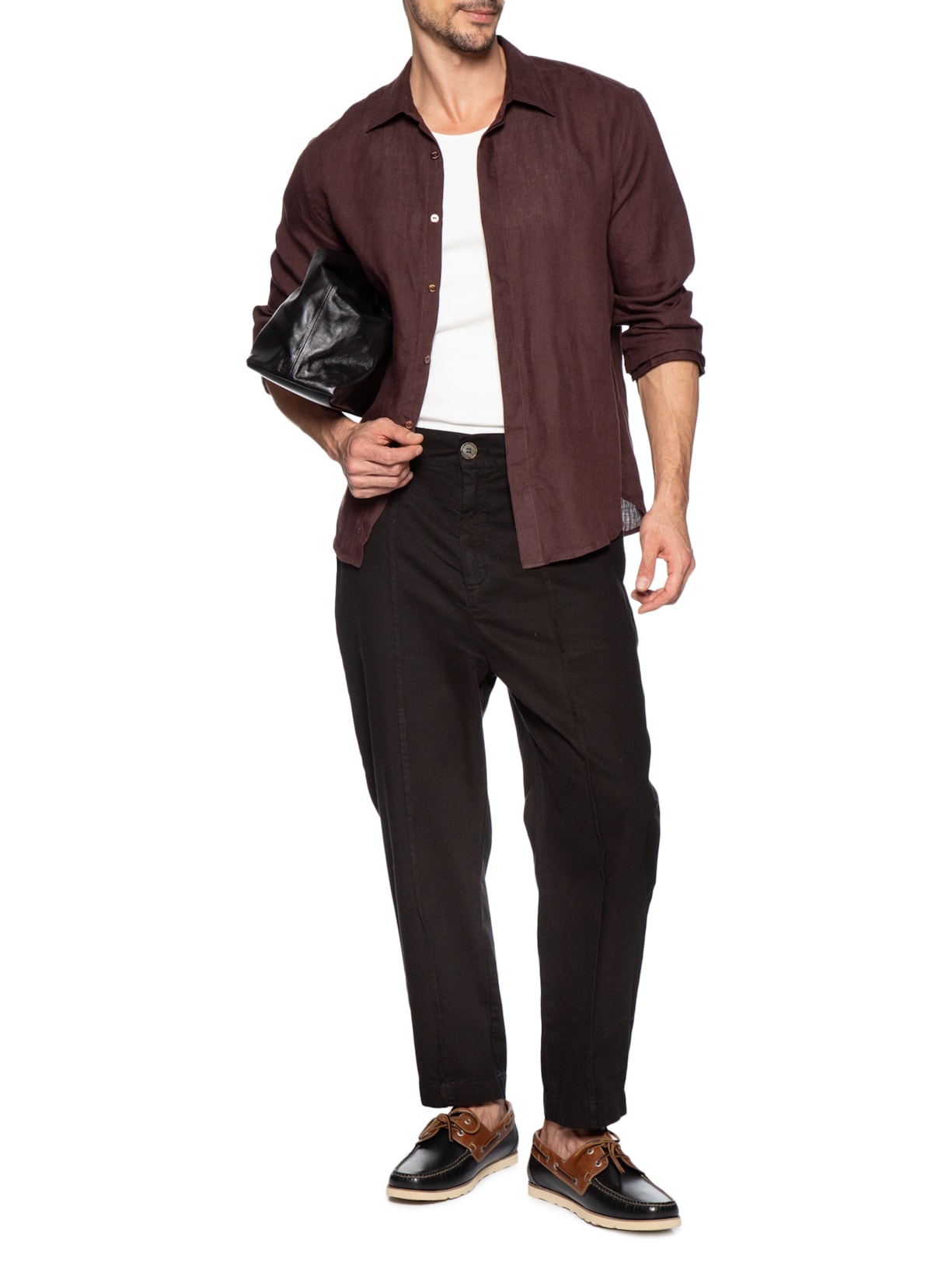 Camisa Masculina Linho Manga Longa Roxo Handred
