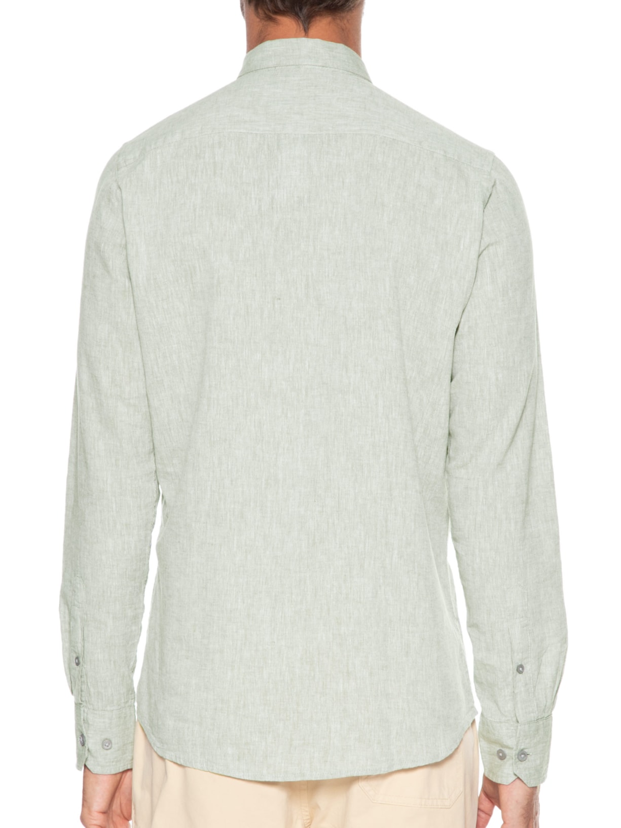 Camisa Masculina Linho Manga Longa Verde '2 Essential