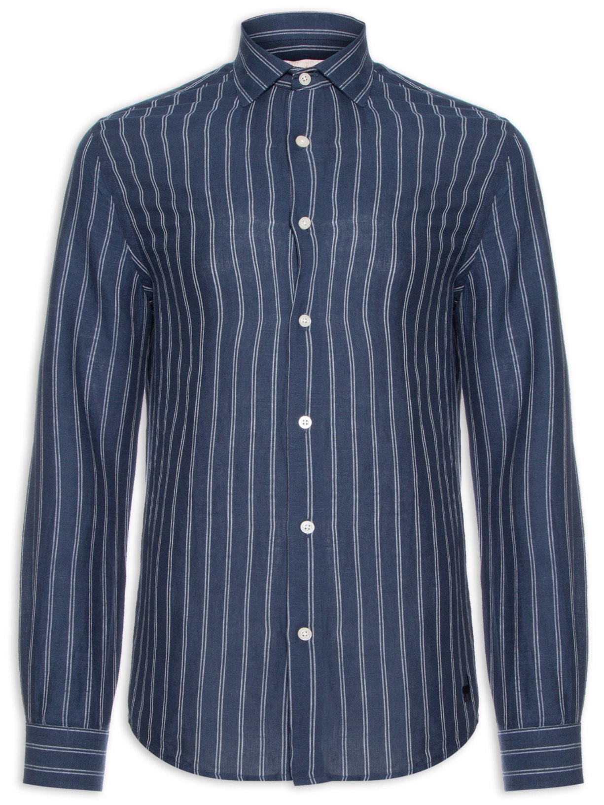 Camisa Masculina Linho Maré Listras - Azul