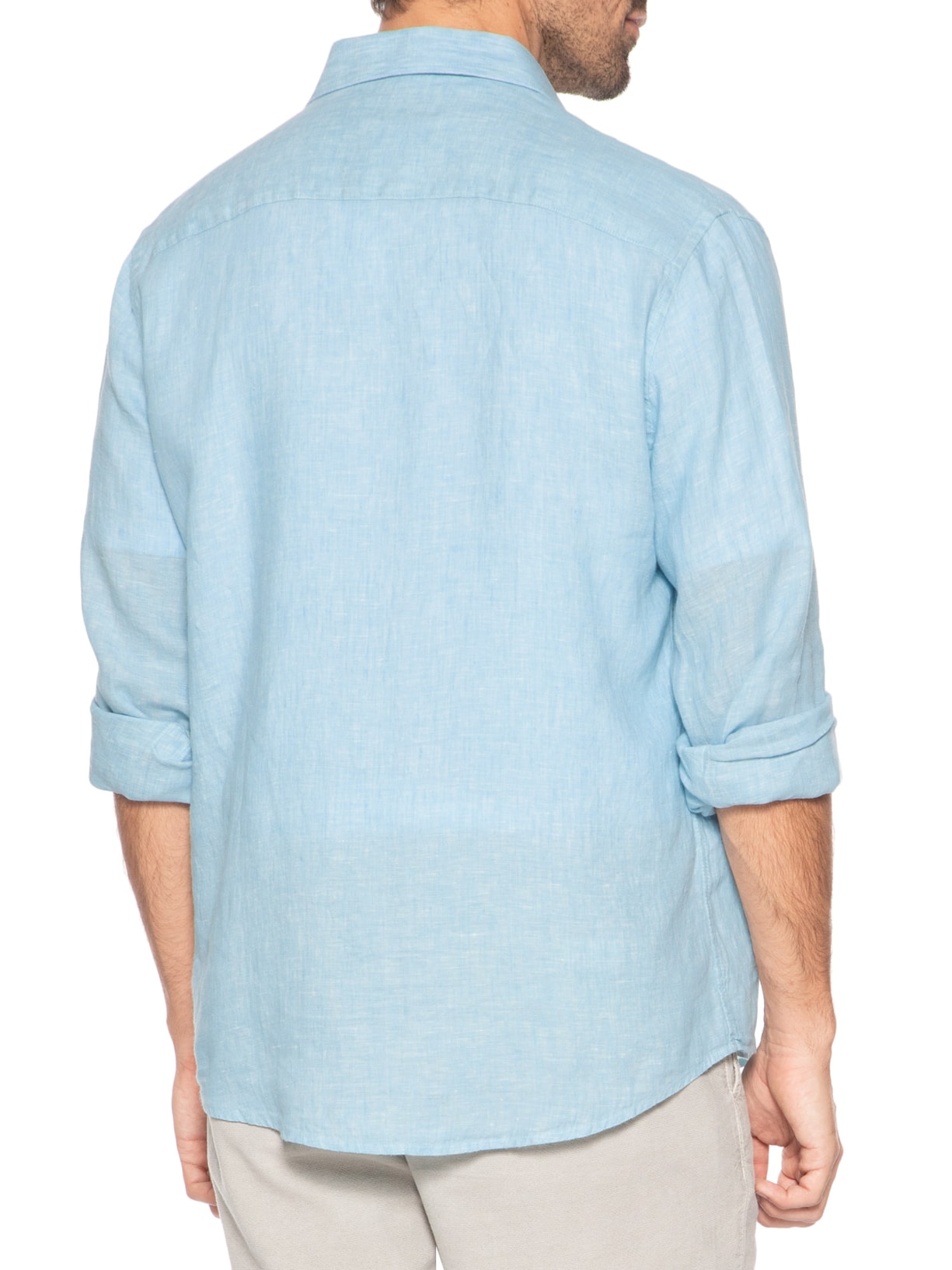 Camisa Masculina Linho Mescla Azul Zapalla