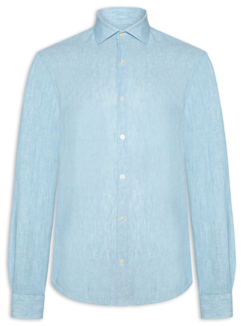 Camisa Masculina Linho Mescla - Azul