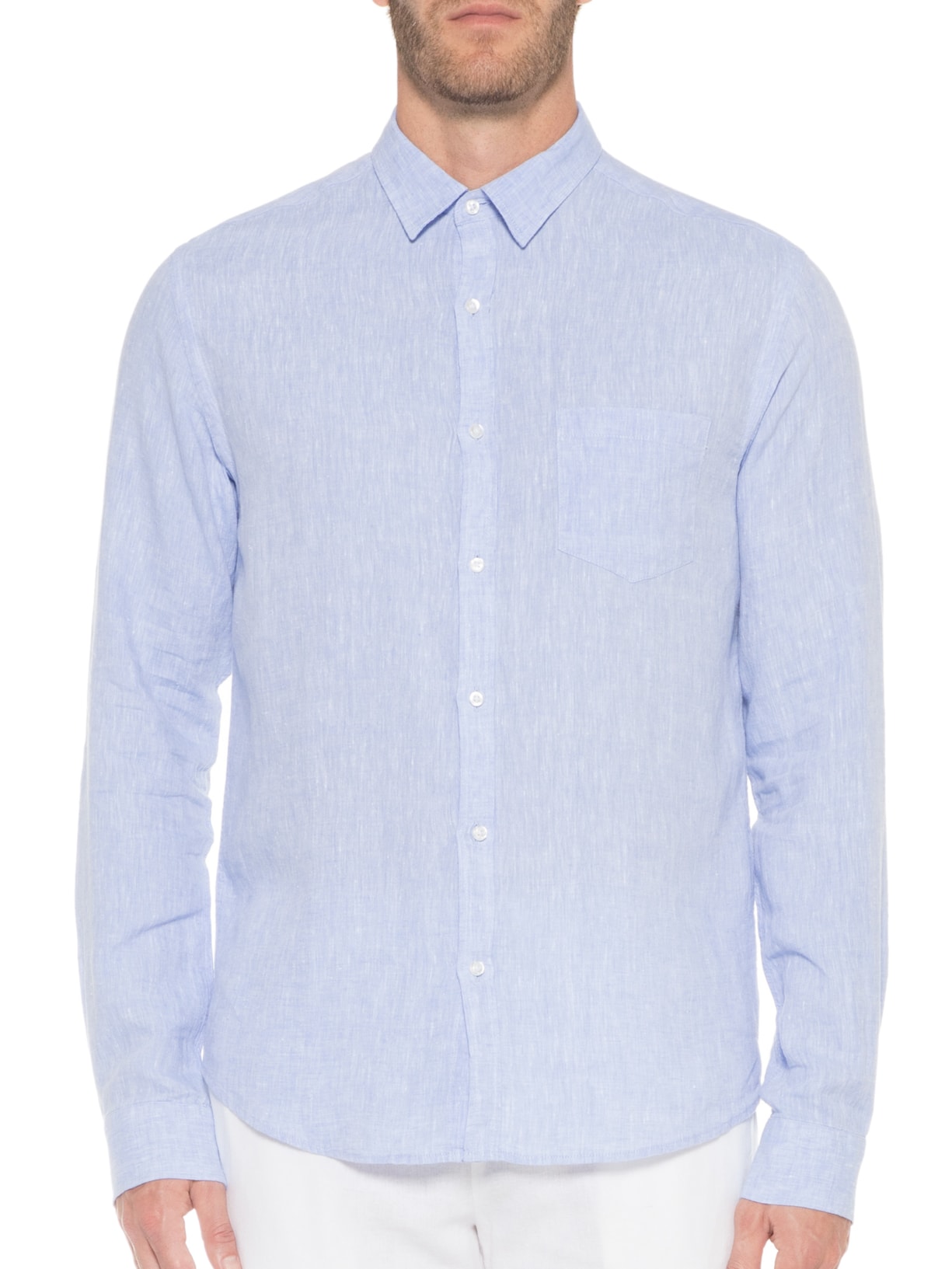 Camisa Masculina Linho Paraiso Azul Foxton