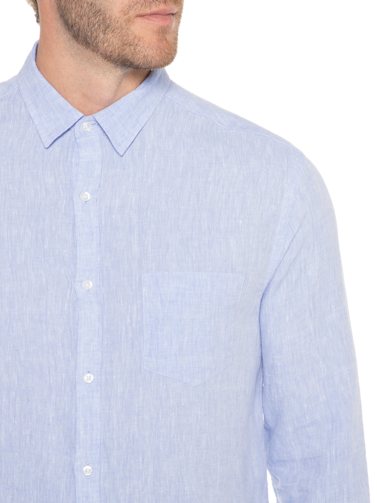 Camisa Masculina Linho Paraiso Azul Foxton
