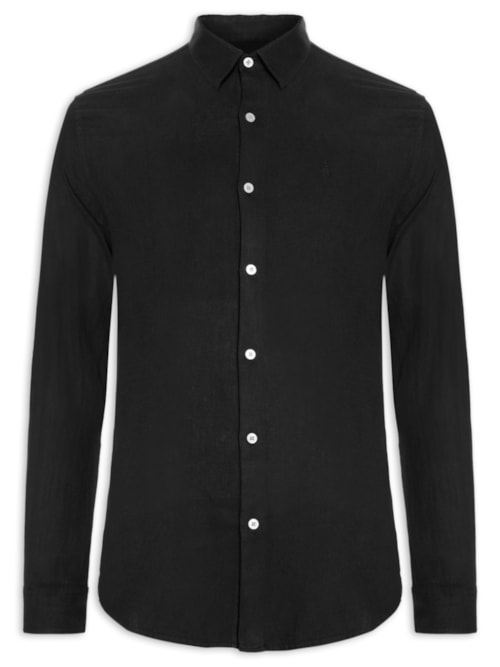 Camisa Masculina Linho - Preto