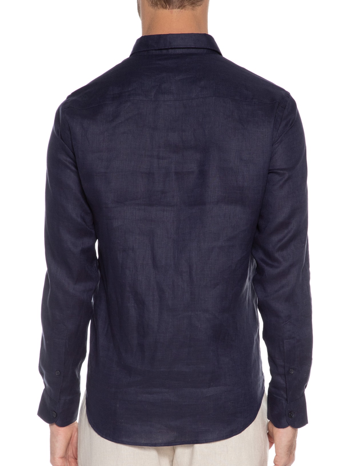 Camisa Masculina Linho Puro Azul Sergio K