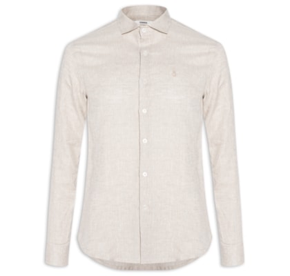 Camisa Masculina Linho Puro - Bege