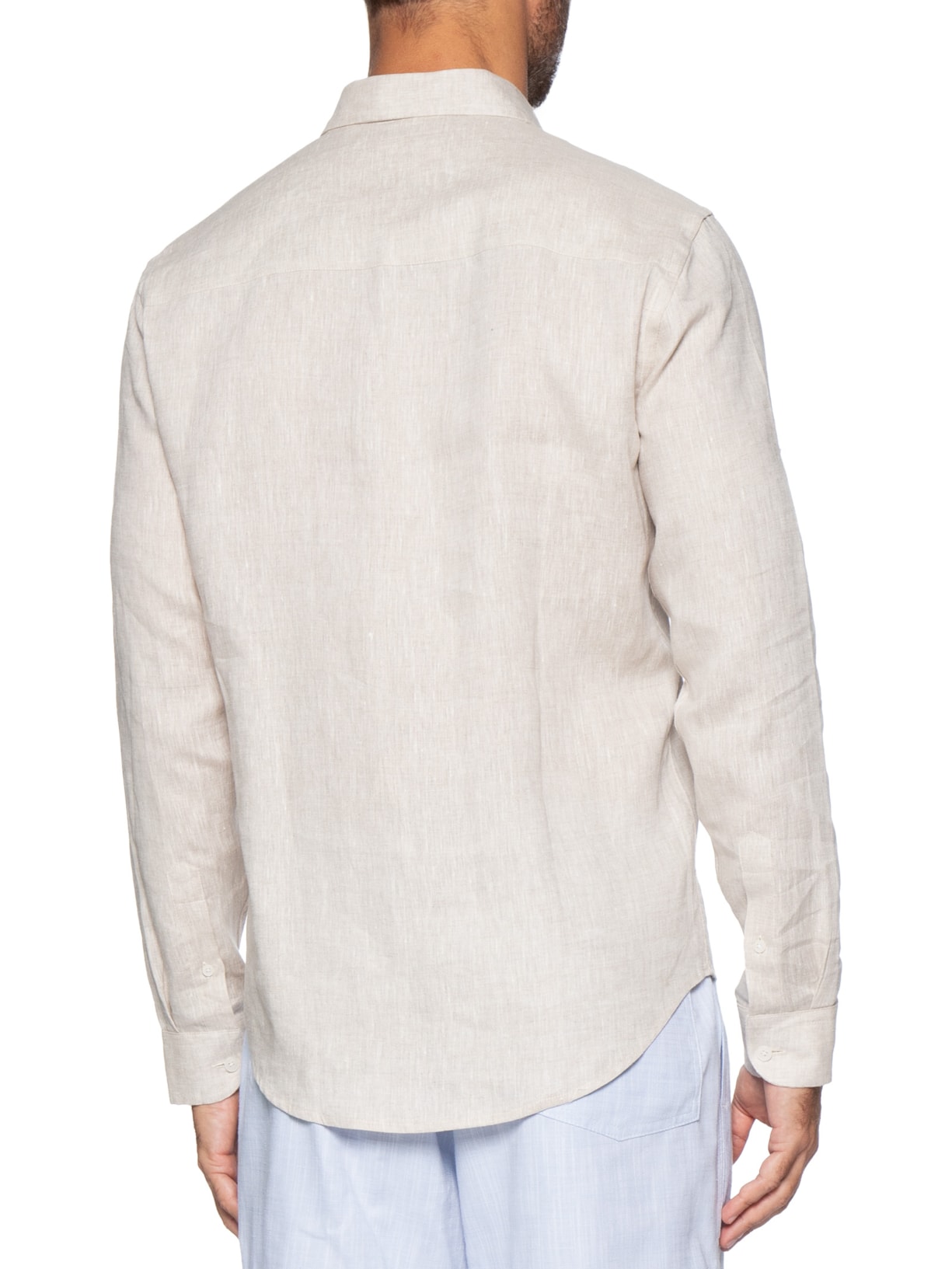 Camisa Masculina Linho Puro Bege Sergio K