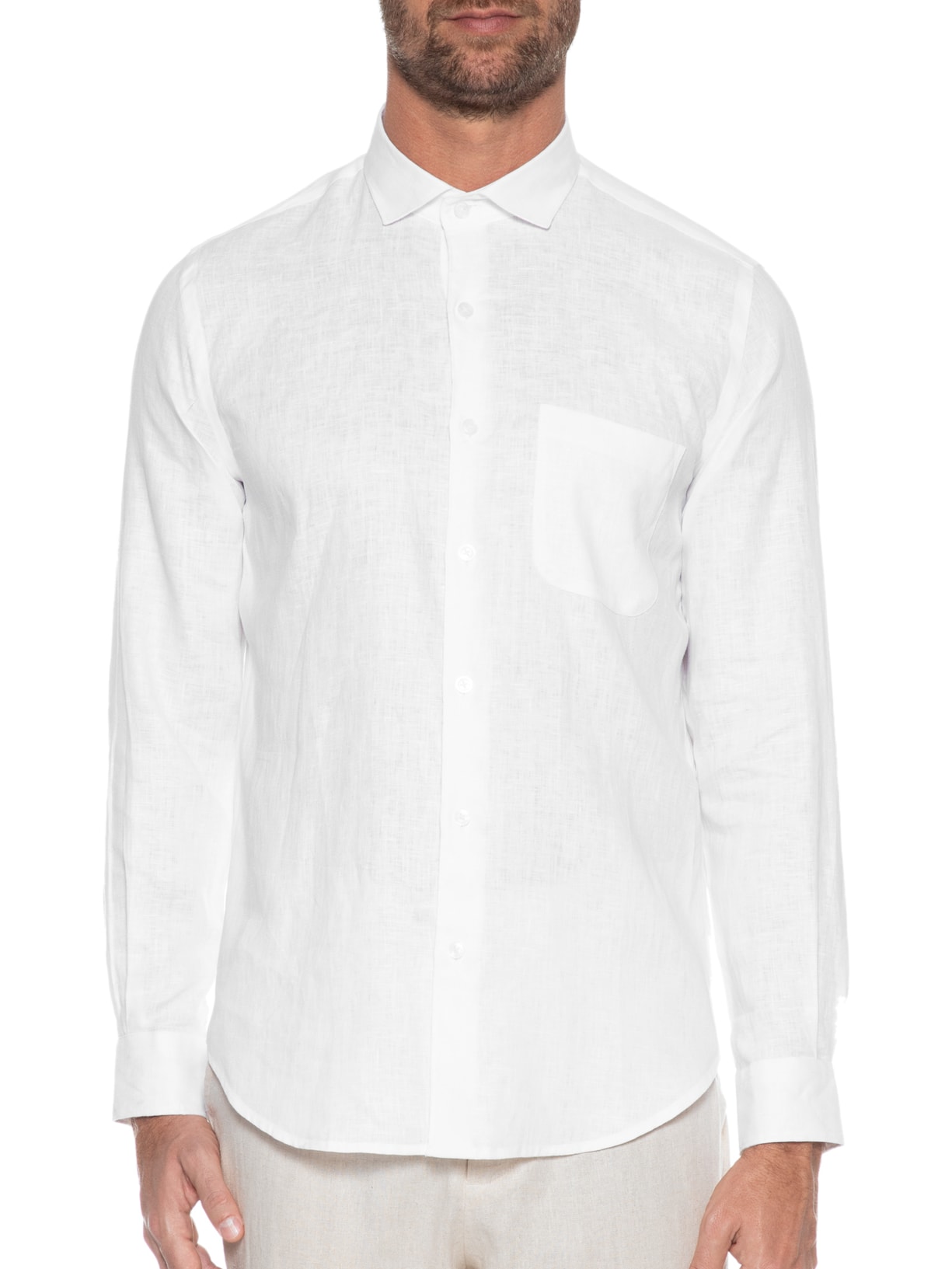 Camisa Masculina Linho Puro Branco Sergio K