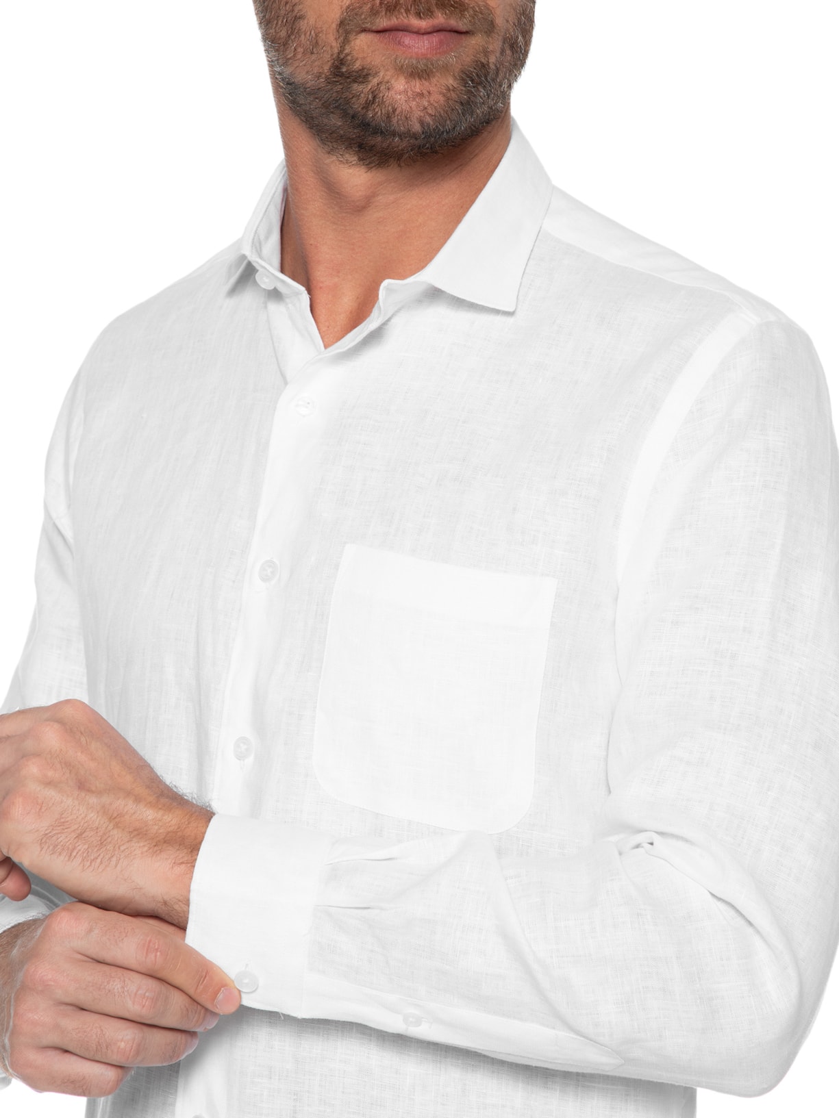 Camisa Masculina Linho Puro Branco Sergio K