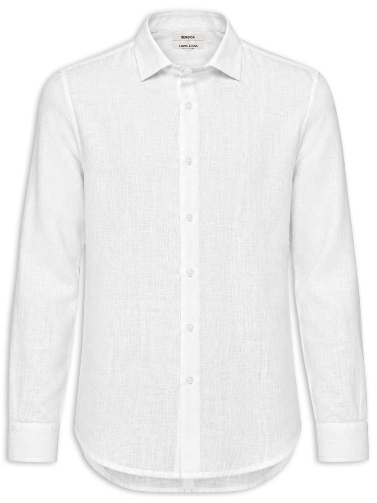 Camisa Masculina Linho Puro Branco Sergio K