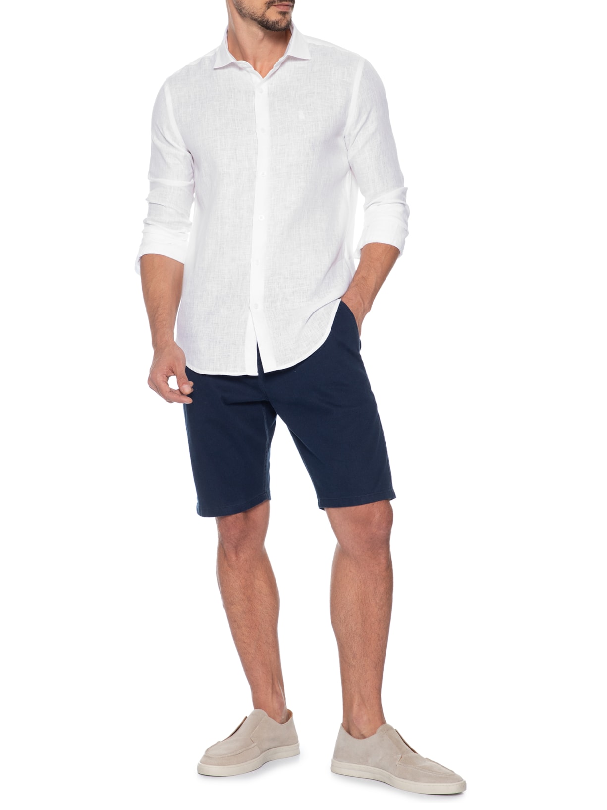 Camisa Masculina Linho Puro Branco Sergio K