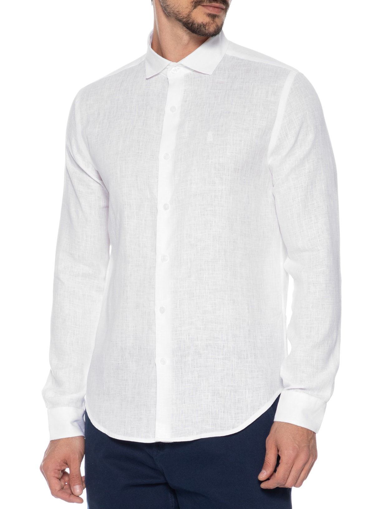 Camisa Masculina Linho Puro Branco Sergio K