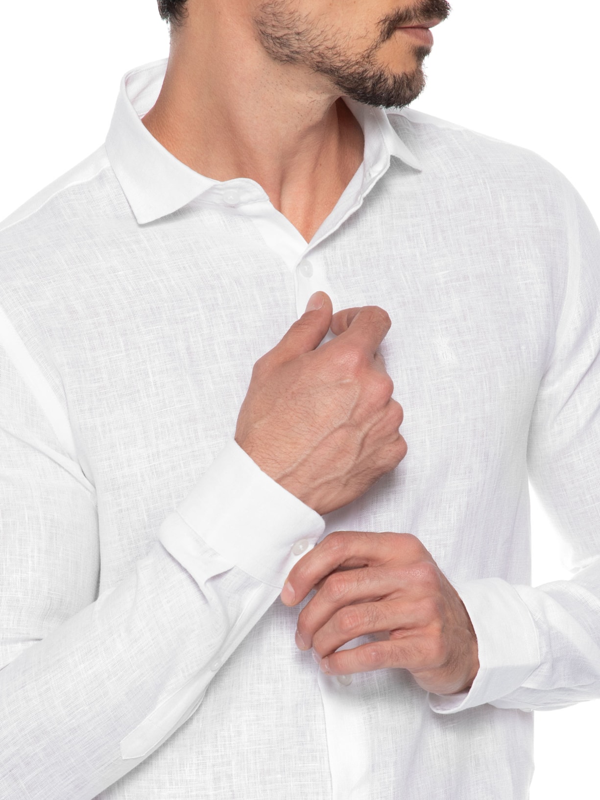 Camisa Masculina Linho Puro Branco Sergio K