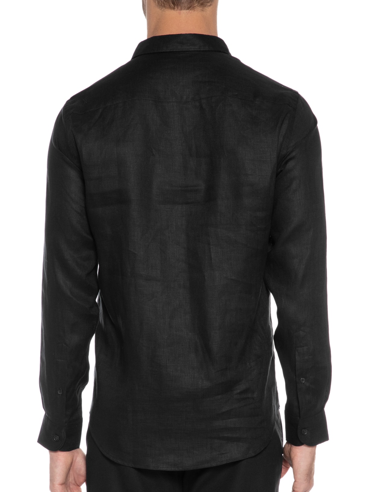 Camisa Masculina Linho Puro Preto Sergio K