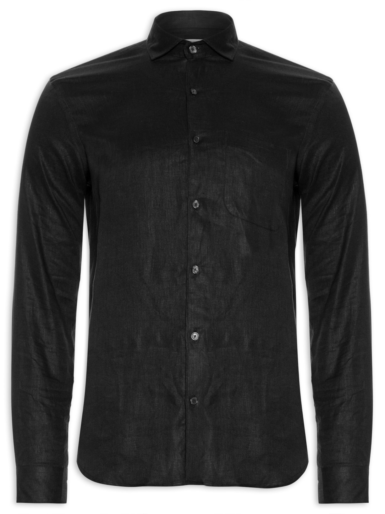 Camisa Masculina Linho Puro - Preto