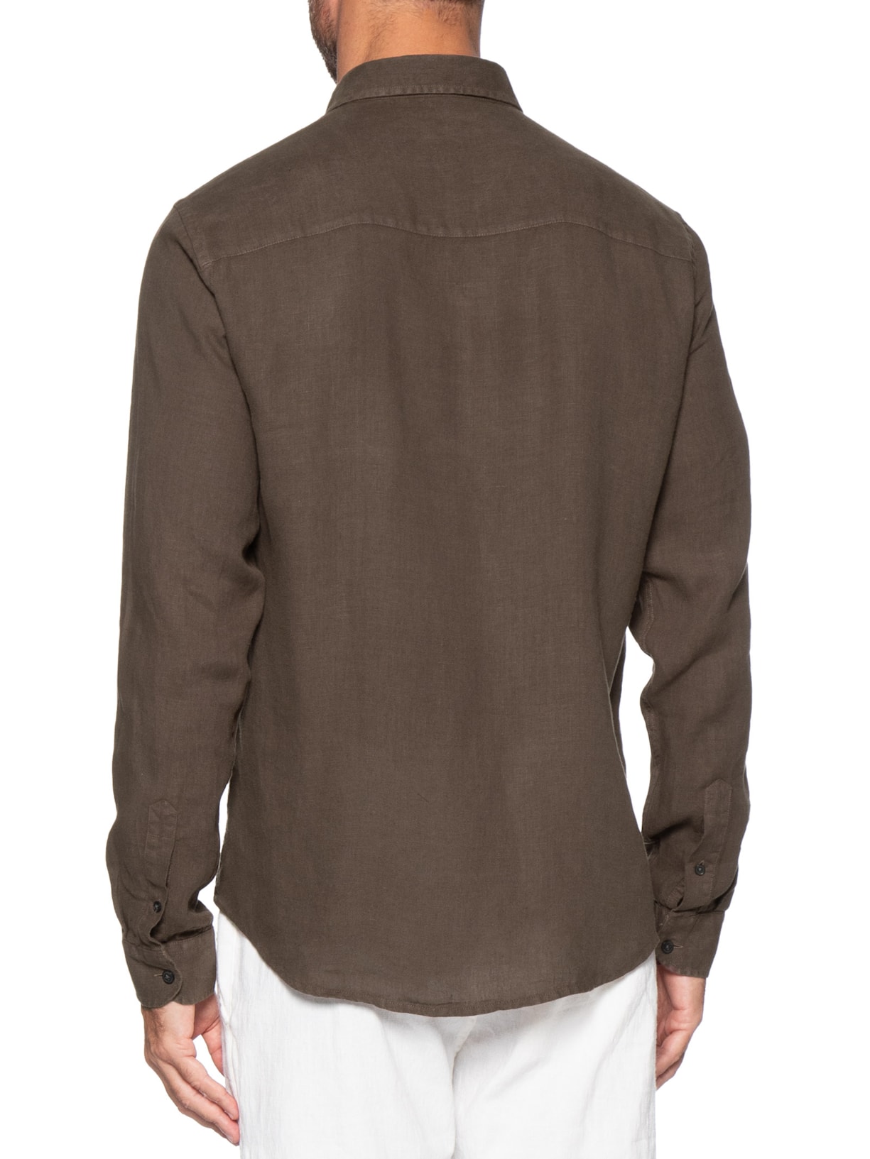 Camisa Masculina Linho Puro Tinturado Marrom Sergio K