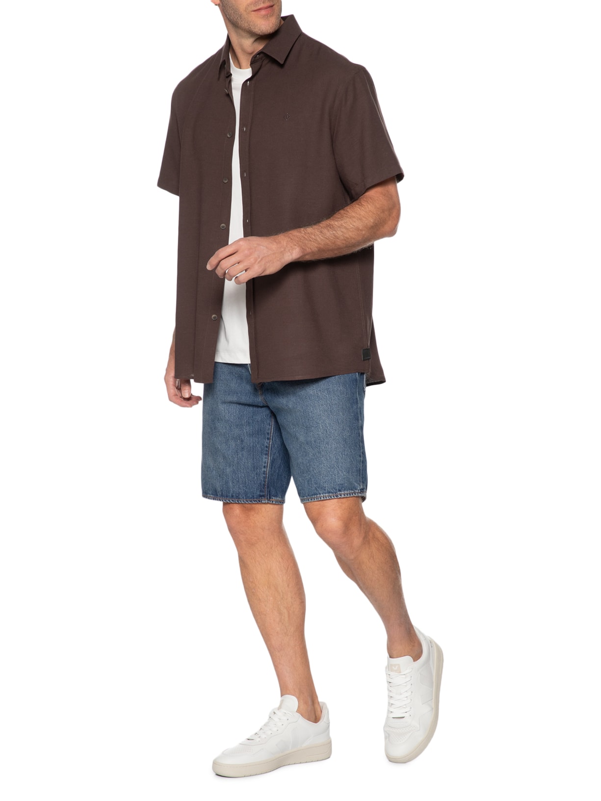 Camisa Masculina Linho Relax Marrom Forum