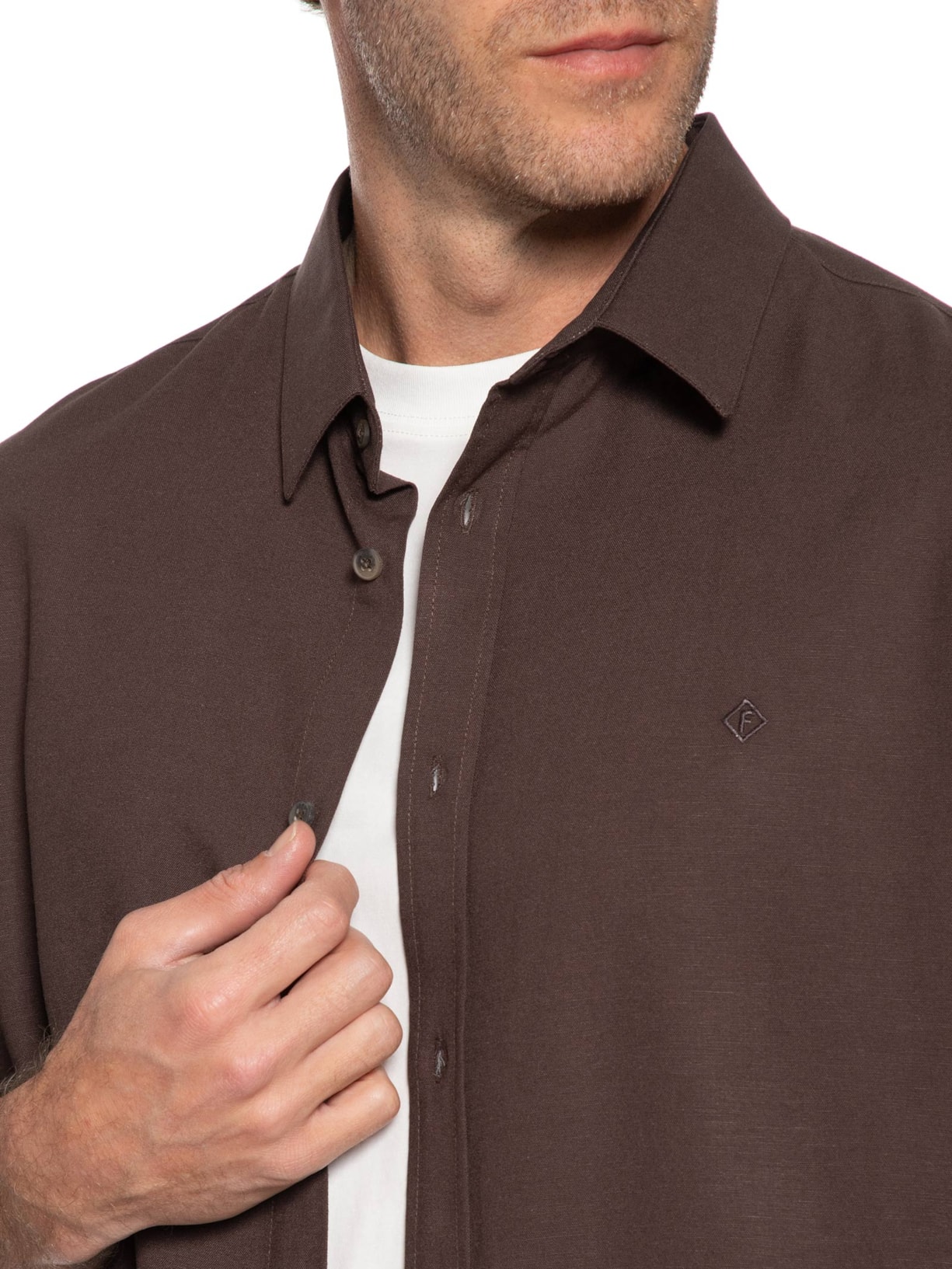 Camisa Masculina Linho Relax Marrom Forum