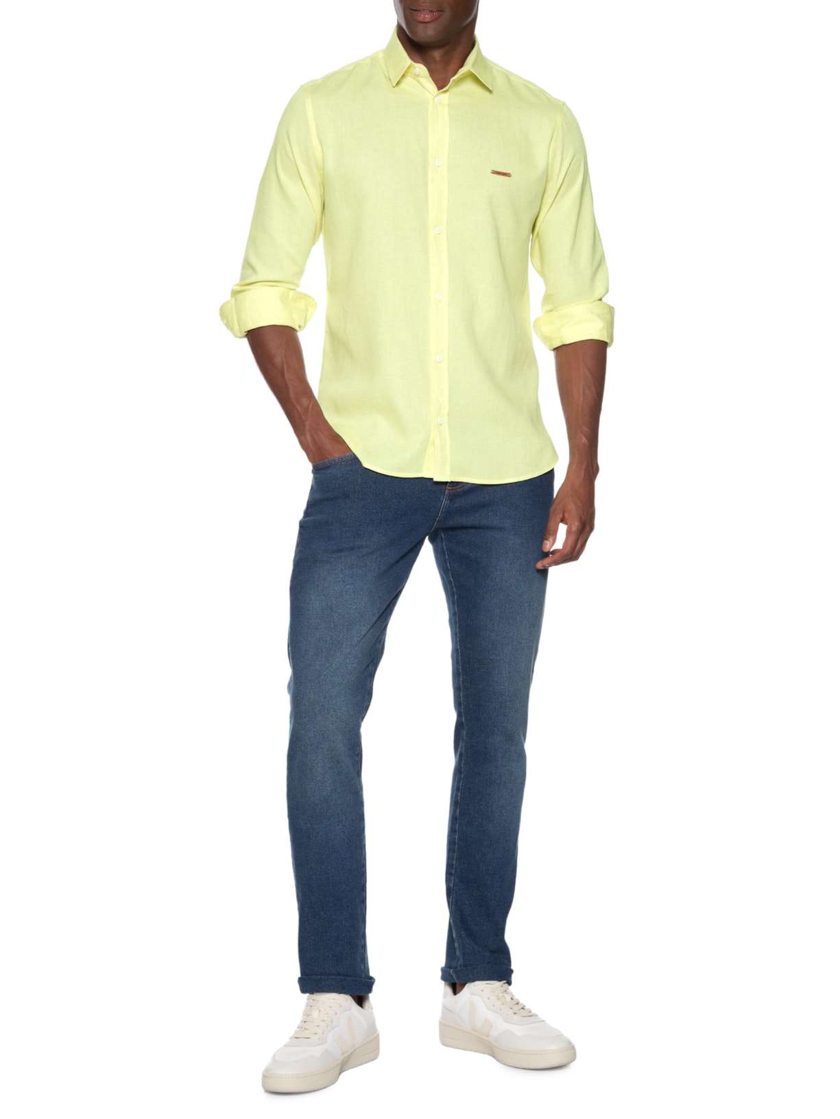 Camisa Masculina Linho St Barths Amarelo Forum