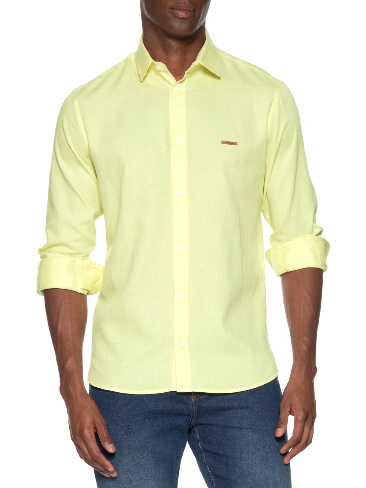 Camisa Masculina Linho St Barths Amarelo Forum