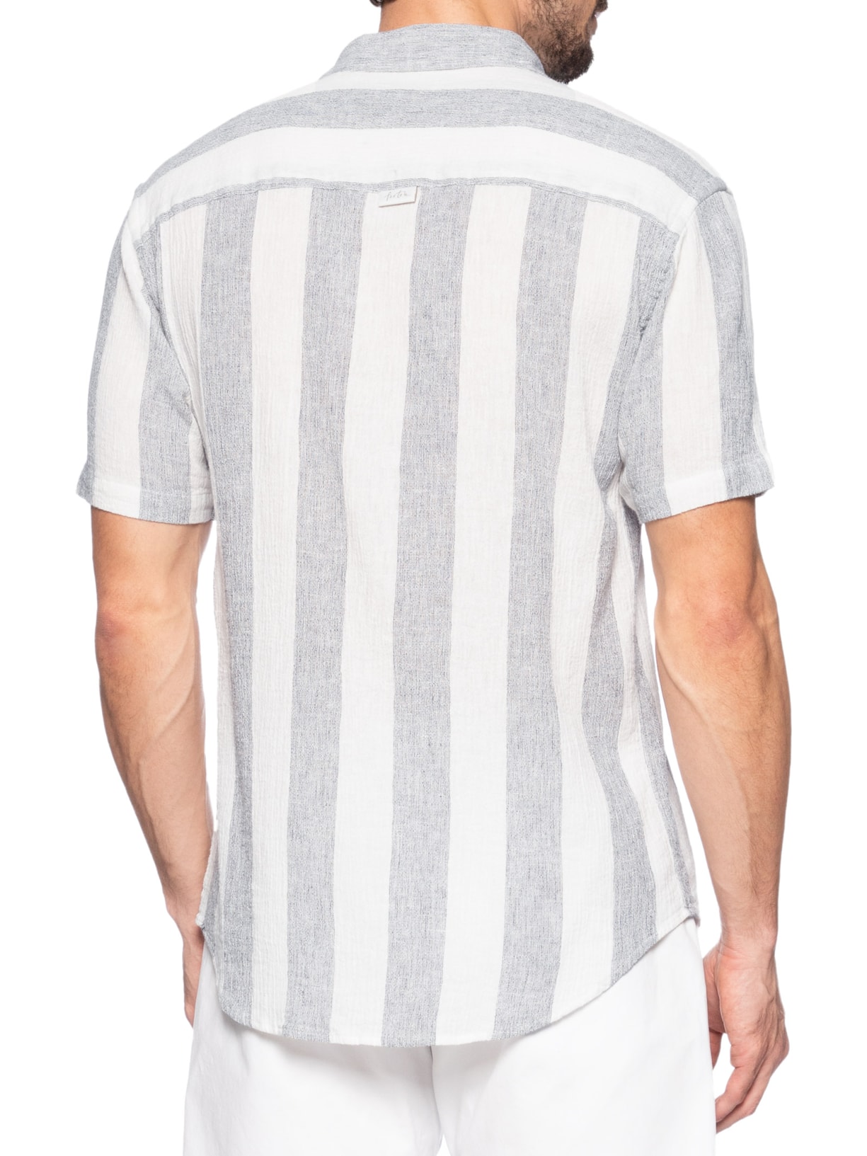 Camisa Masculina Linho Stripes Azul Foxton