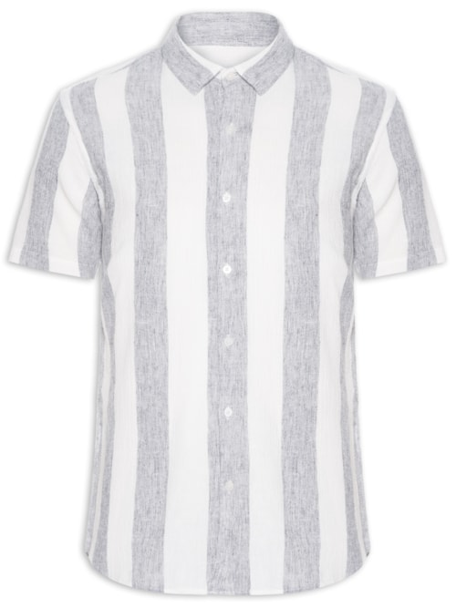 Camisa Masculina Linho Stripes - Azul