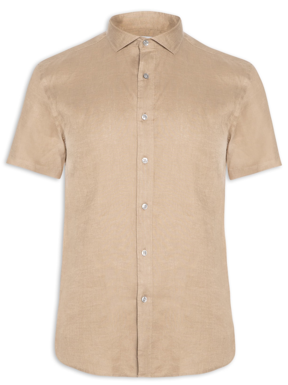 Camisa Masculina Linho Summer Manga Curta - Marrom