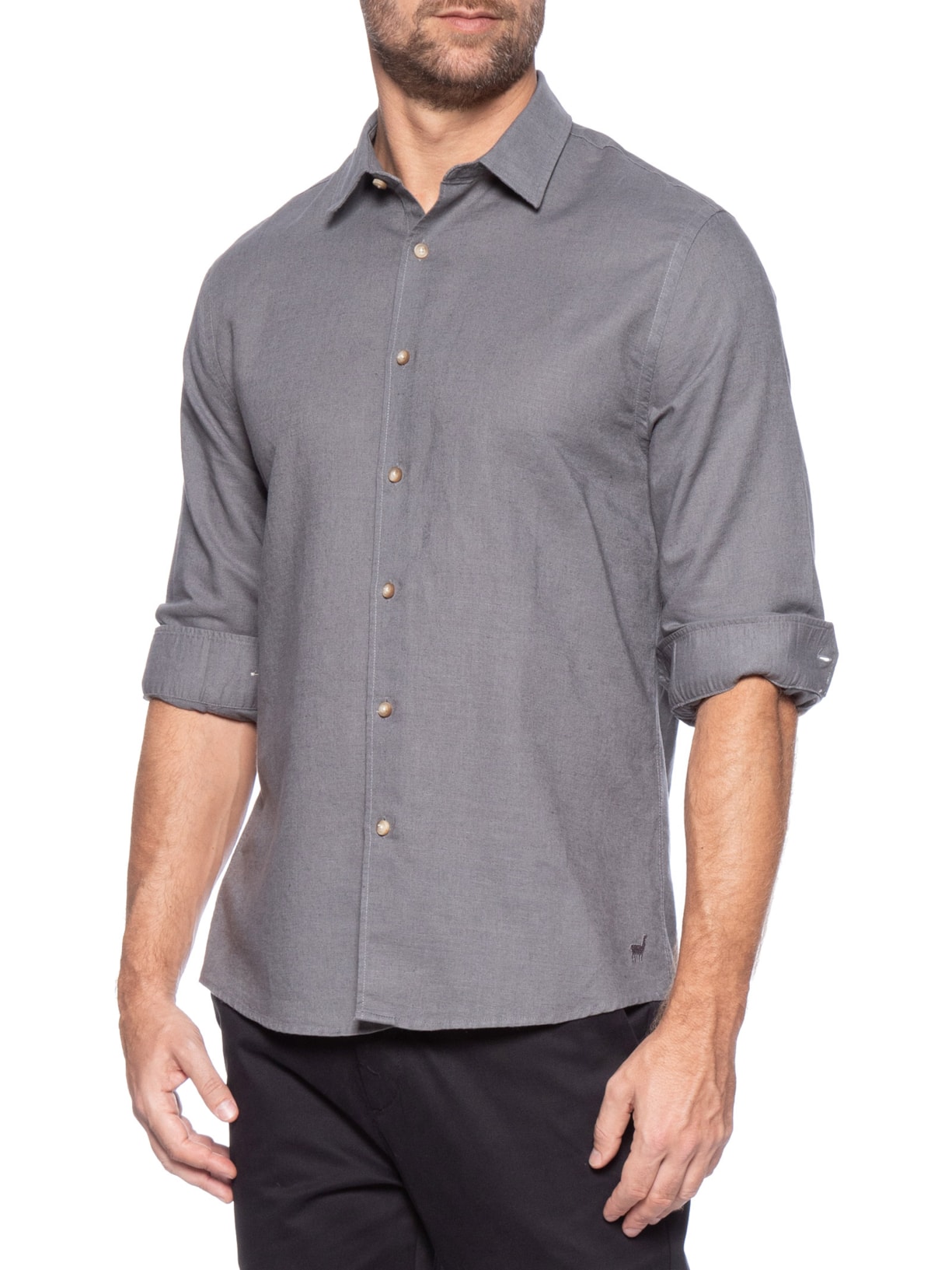 Camisa Masculina Linho Tinturado Cinza Zapalla