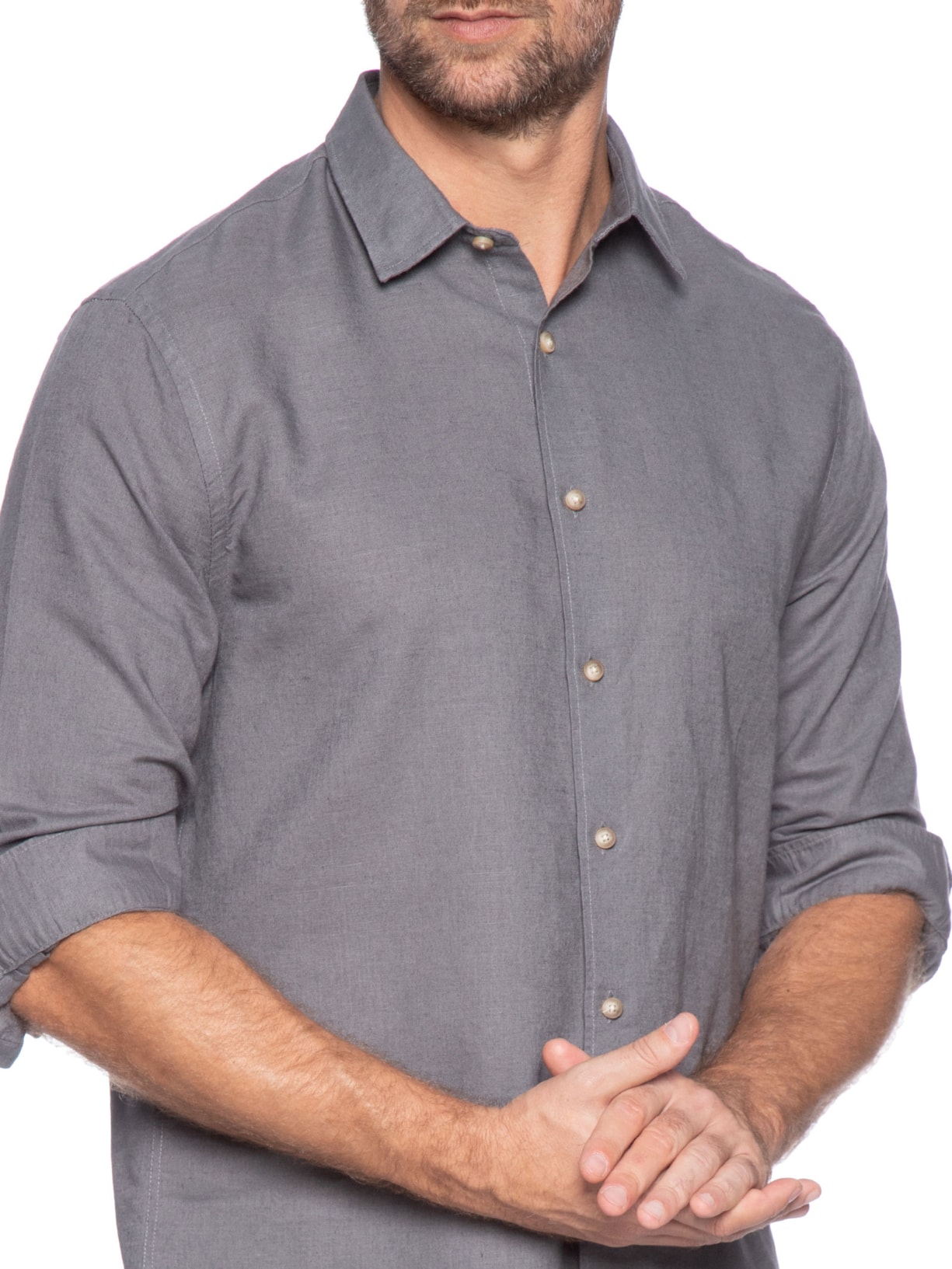 Camisa Masculina Linho Tinturado Cinza Zapalla