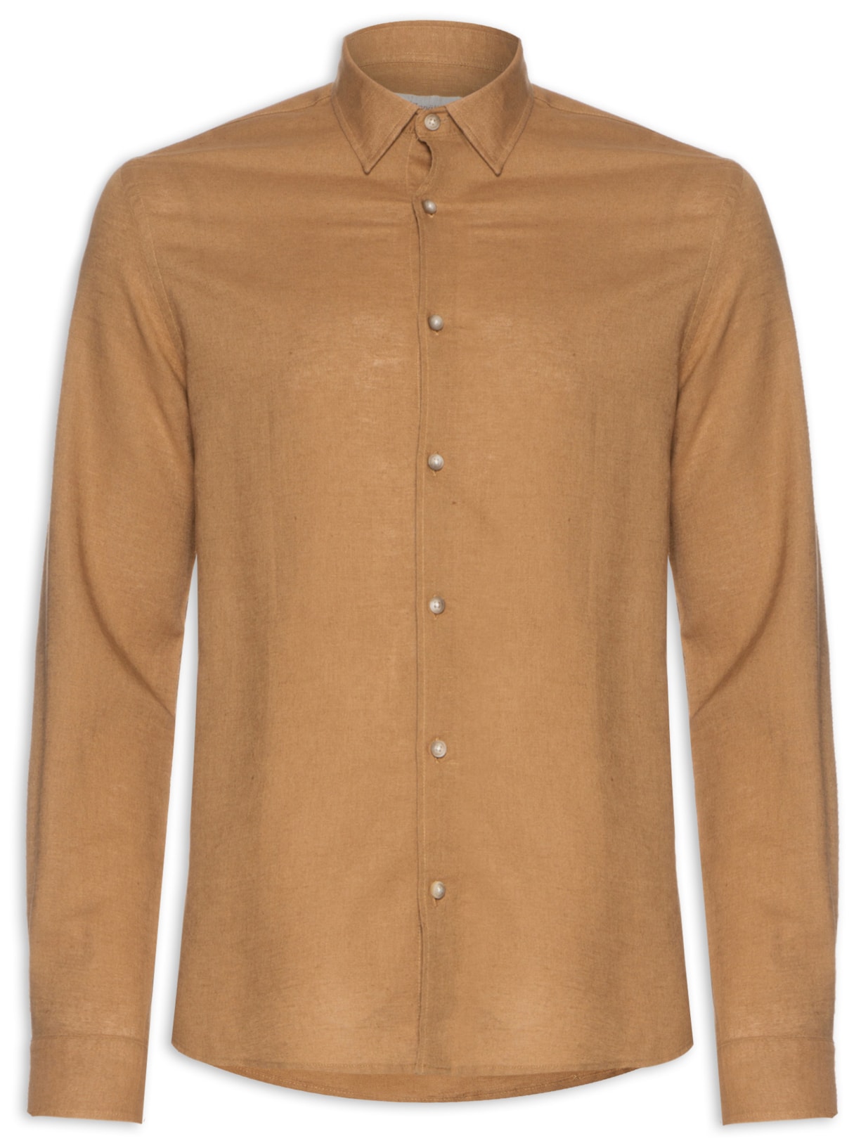 Camisa Masculina Linho Tinturado - Marrom