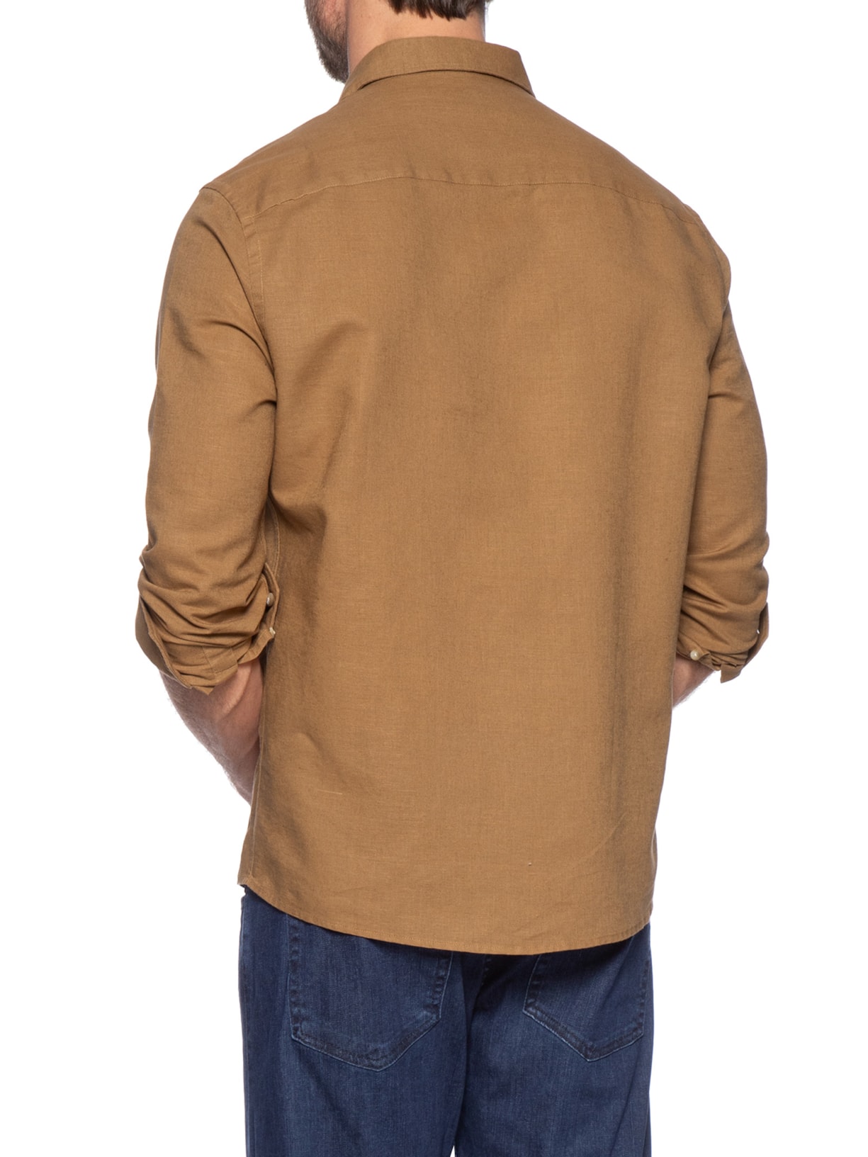 Camisa Masculina Linho Tinturado Marrom  Zapalla