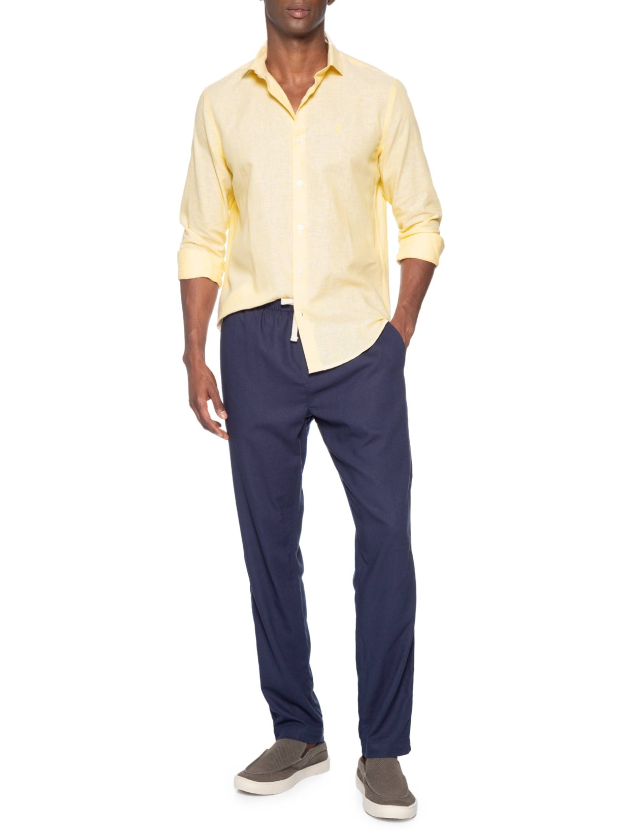 Camisa Masculina Linho – Amarelo Sergio K