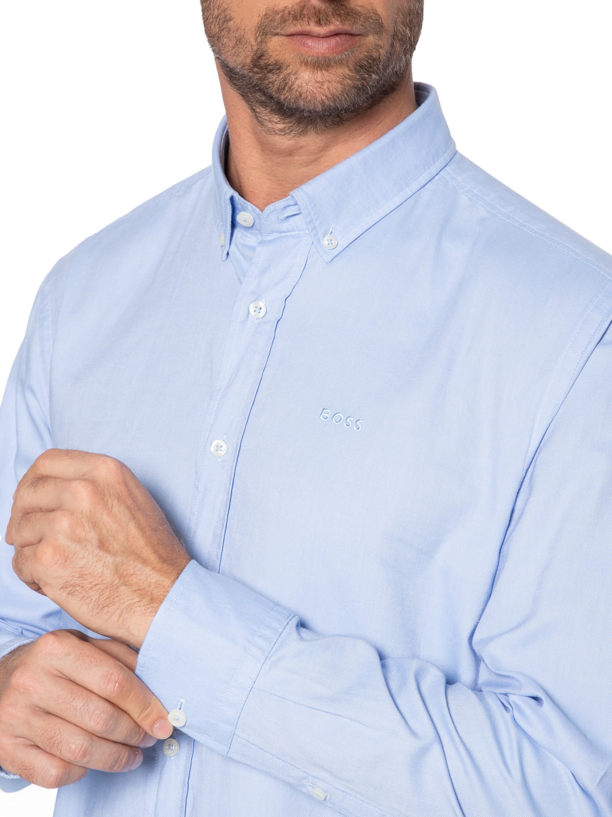 Camisa Masculina Lisa Azul Boss