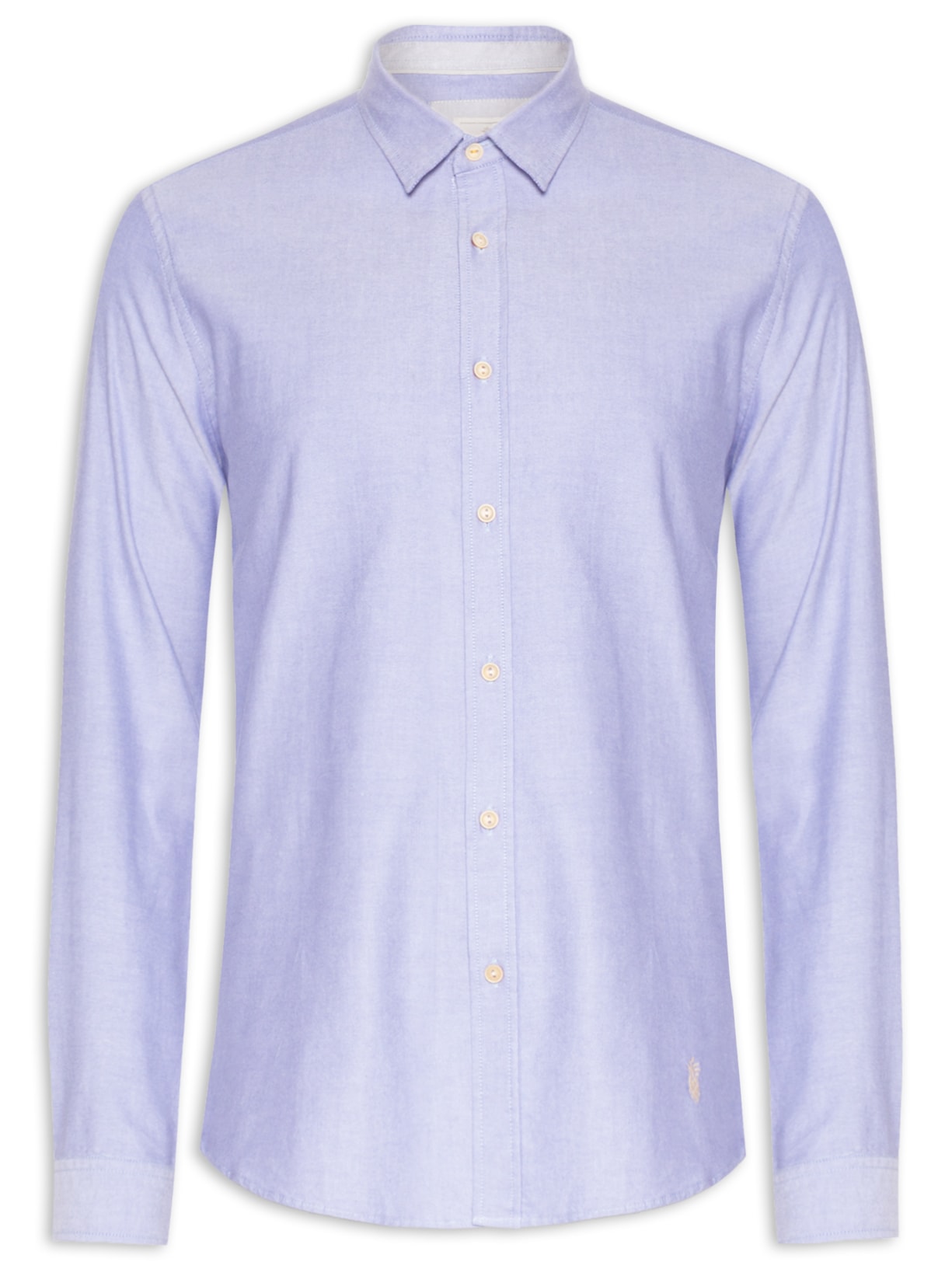 Camisa Masculina Lisa em Oxford - Azul