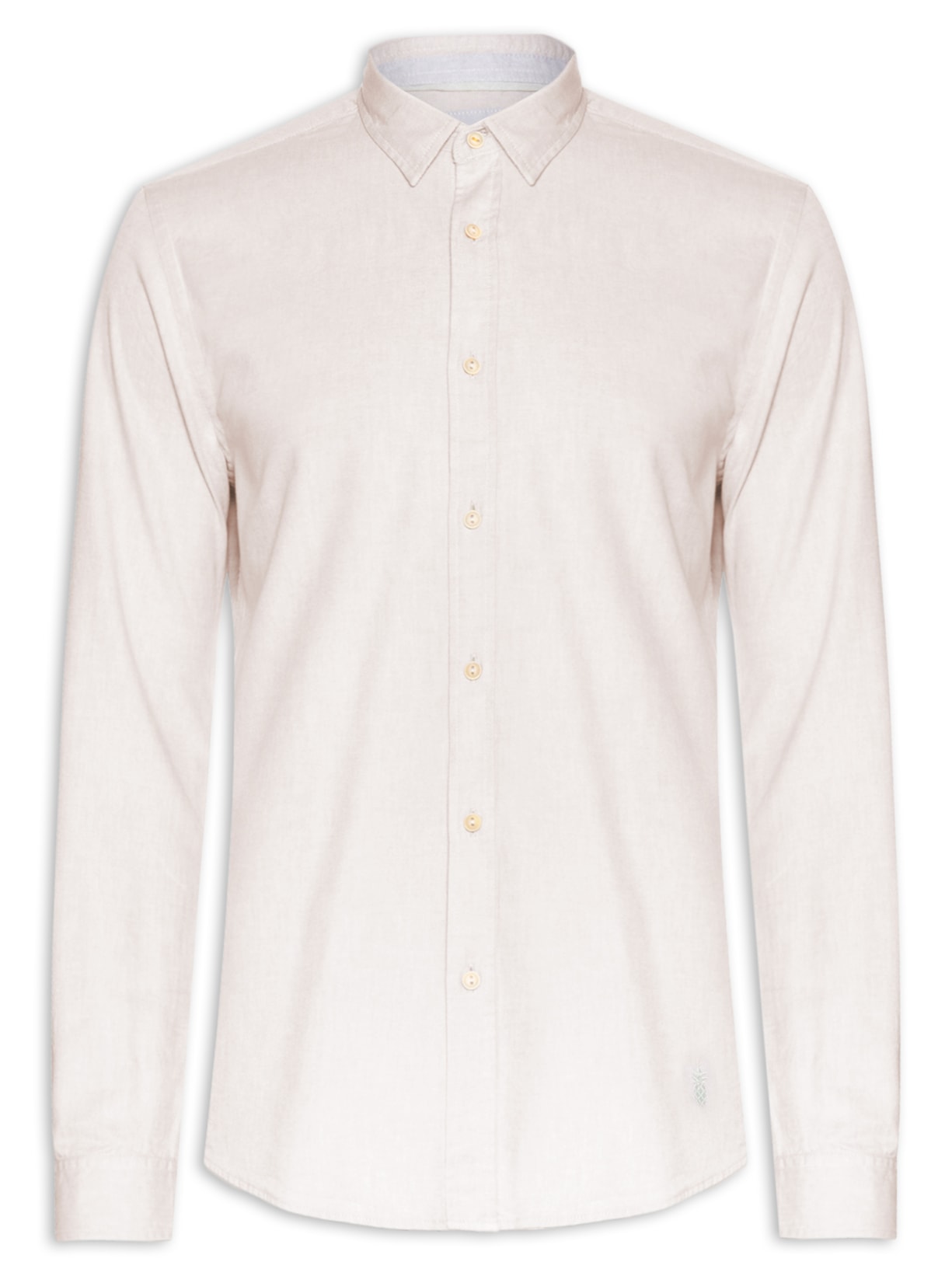 Camisa Masculina Lisa em Oxford - Bege