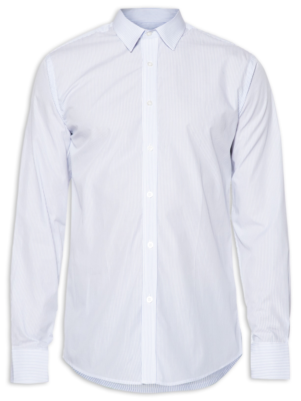 Camisa Masculina Listra Regular Fit Algodão Pima - Azul