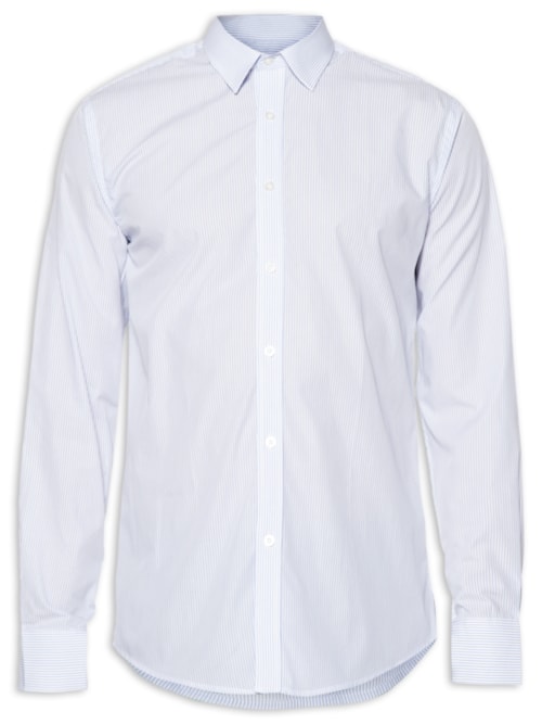 Camisa Masculina Listra Regular Fit Algodão Pima - Azul