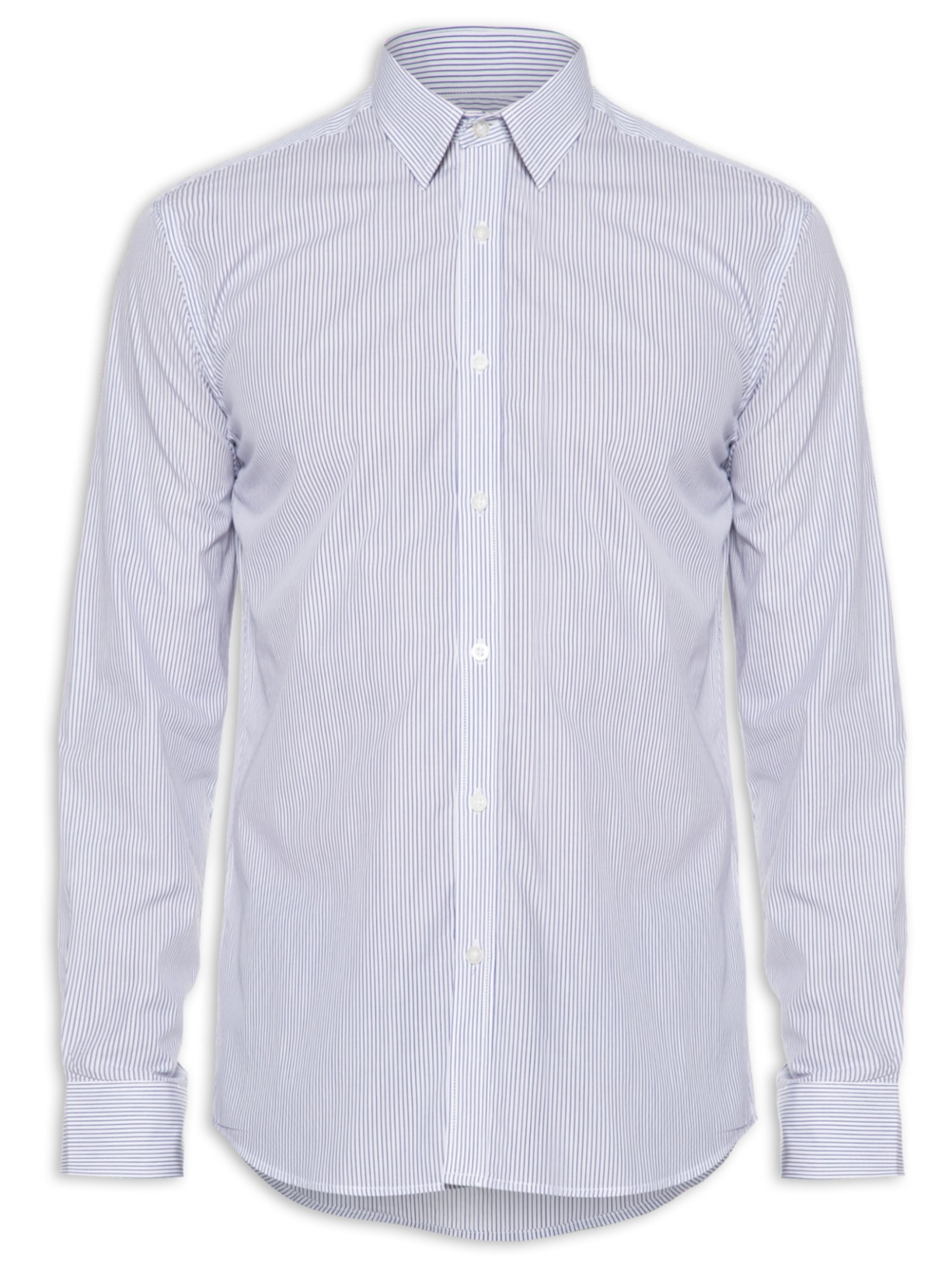 Camisa Masculina Listra Regular Fit Algodão Pima - Azul