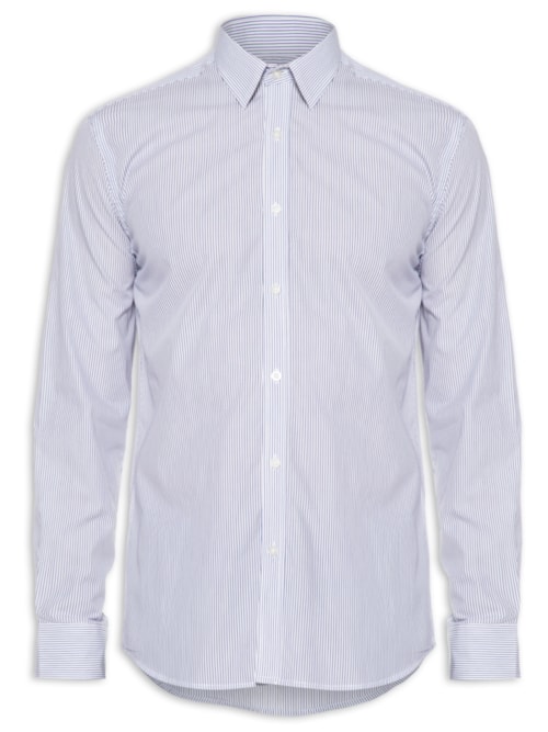 Camisa Masculina Listra Regular Fit Algodão Pima - Azul